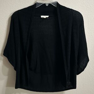 Eileen Fisher Knit Cardigan Sz S Black Cropped Spring Layering Topper Minimalist